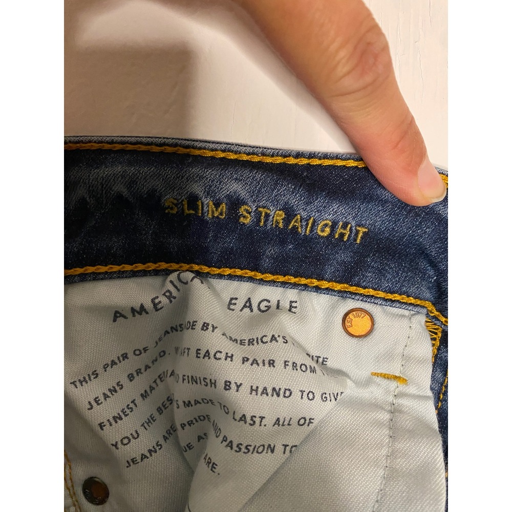 American Eagle Slim Straight Flex Jeans Mens 29x34 Medium Wash Denim Blue - Picture 12 of 14